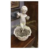 22" Cast Iron Cherub on Shell