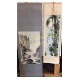2 Asian Watercolor Scrolls