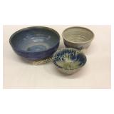 3 Studio Pottery Bowls