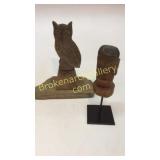 Folk Art Carved Owl, Bust of Man