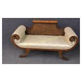 Diminutive Satinwood Scroll Arm Settee