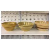 3 Yellow Ware Bowls