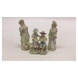 3 Painted Bisque Figurines