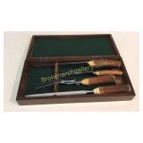 4 Piece Stag Handle Carving Set in Case