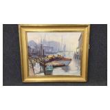 Large Oil Painting, Fishing Boats