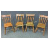 Set of 4 Early Plank Bottom Mule Ear Chairs