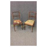Pair Needlepoint Side Chairs