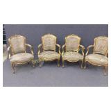 Set of 4 Gilded French Open Armchairs