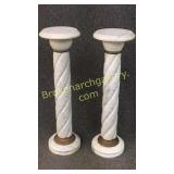 Pair Carved Marble Bust Stands