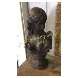 Vintage 18" Cast Iron Bust of Woman