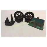 Pair Cast Iron Wall Shelves, Doorstop, Book Rest