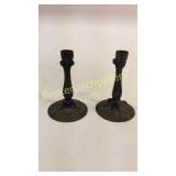 Pair Bronze Arts/Crafts Candlesticks