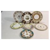 7 Hand Painted Cabinet Plates