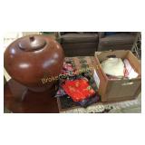 Prayer Mat, Lidded Floor Urn, Box of Linens