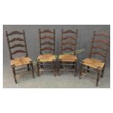 4 Ladderback Chairs W Rush Seats