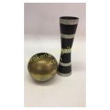 Wood Vase, Brass Planter