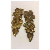 Pair Carved And Gilded Fruit Wall Plaques