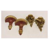 2 Pair Painted, Gilt Wall Stands