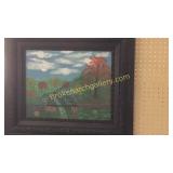 Landscape Oil on Board in Painted Victorian Frame