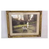 Color Tint Photograph, Girl w/Dogs