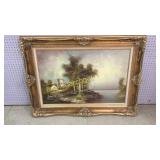 Oil on Canvas Castle and Lake