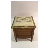 Oak Commode With Needlepoint Top