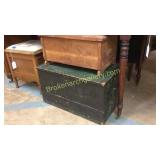 Paint Decorated Trunk & Diminutive Pine Box
