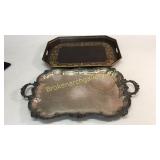 Tole Serving Tray, Silver Plate Tray