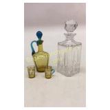 Atlantis Crystal Decanter, Blown Glass Cordial Set