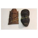 2 Wood Carved Wall Mask