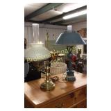 Tole Table Lamp, Brass Student Lamp