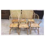 Set of Six Maple Windsor Style Dining Chairs