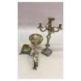 Silver Plate Candelabra, Figural Centerpiece