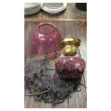 Hanging Cranberry Glass Lamp