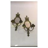 Pair Brass Mirrored Wall Sconce
