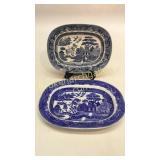 2 Blue Willow Meat Platters