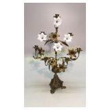 Antique Brass and Glass Candelabra