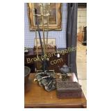 Carved Box, Scale, Bookends, Fire Tools, Pitcher