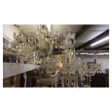 2 Vintage Glass & Crystal Chandeliers