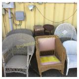 9 Pieces of Assorted Wicker & Rattan Furniture