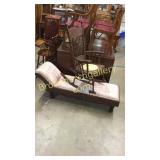 Diminutive Walnut Chaise & Oak Pressed Back Rocker