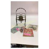 Metal Magazine Rack, Group Old Magazines