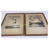 2 Etchings, Waterfowl