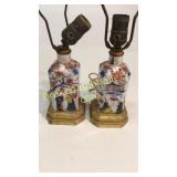 Pair Imari Bottle Form Lamps