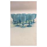 12 Blue Glass Goblets
