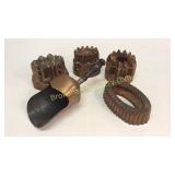4 Copper Pudding Molds, Copper Grain Scoop