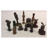 12 Wood Carved Bust/ Figures