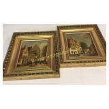 2 Oil on Panel Paintings, Street Scenes