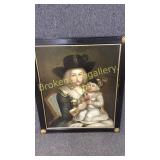 Oil Painting on Board, Lady and Child