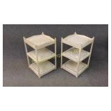 Pair 3 Tier Shelves in White Paint